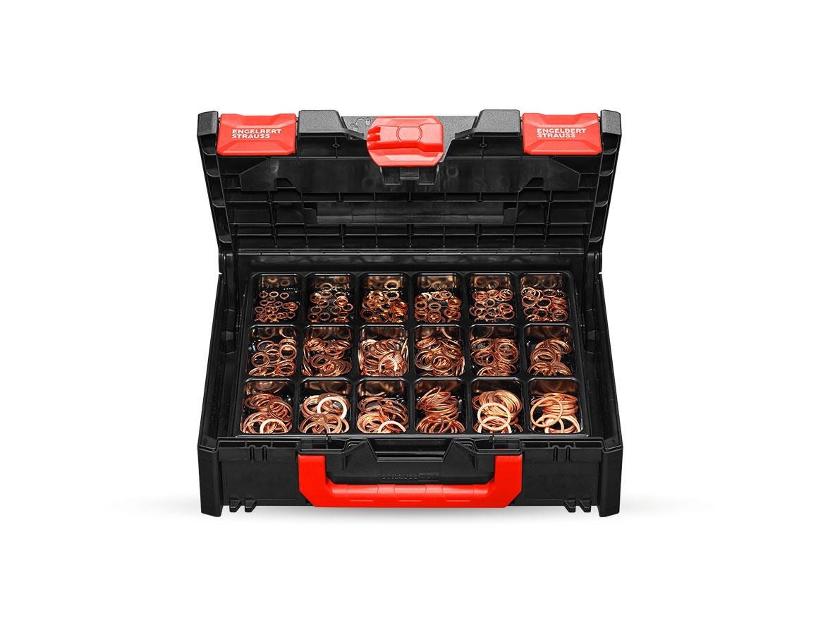 Assortiment kleine onderdelen: Afdichtringen DIN 7603 A in STRAUSSbox 118 midi