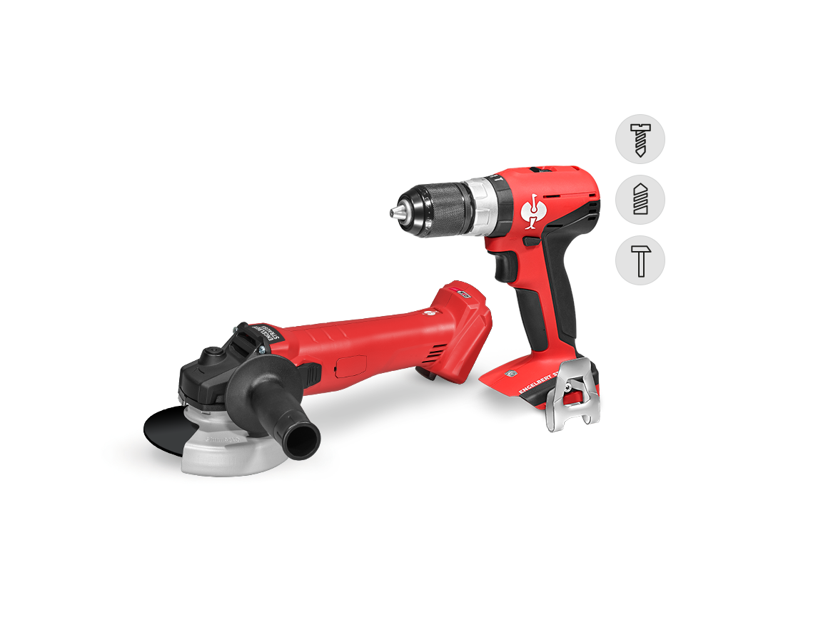 Elektrische gereedschappen: 18,0 V accu-haakse slijper + boorschroevendr. L