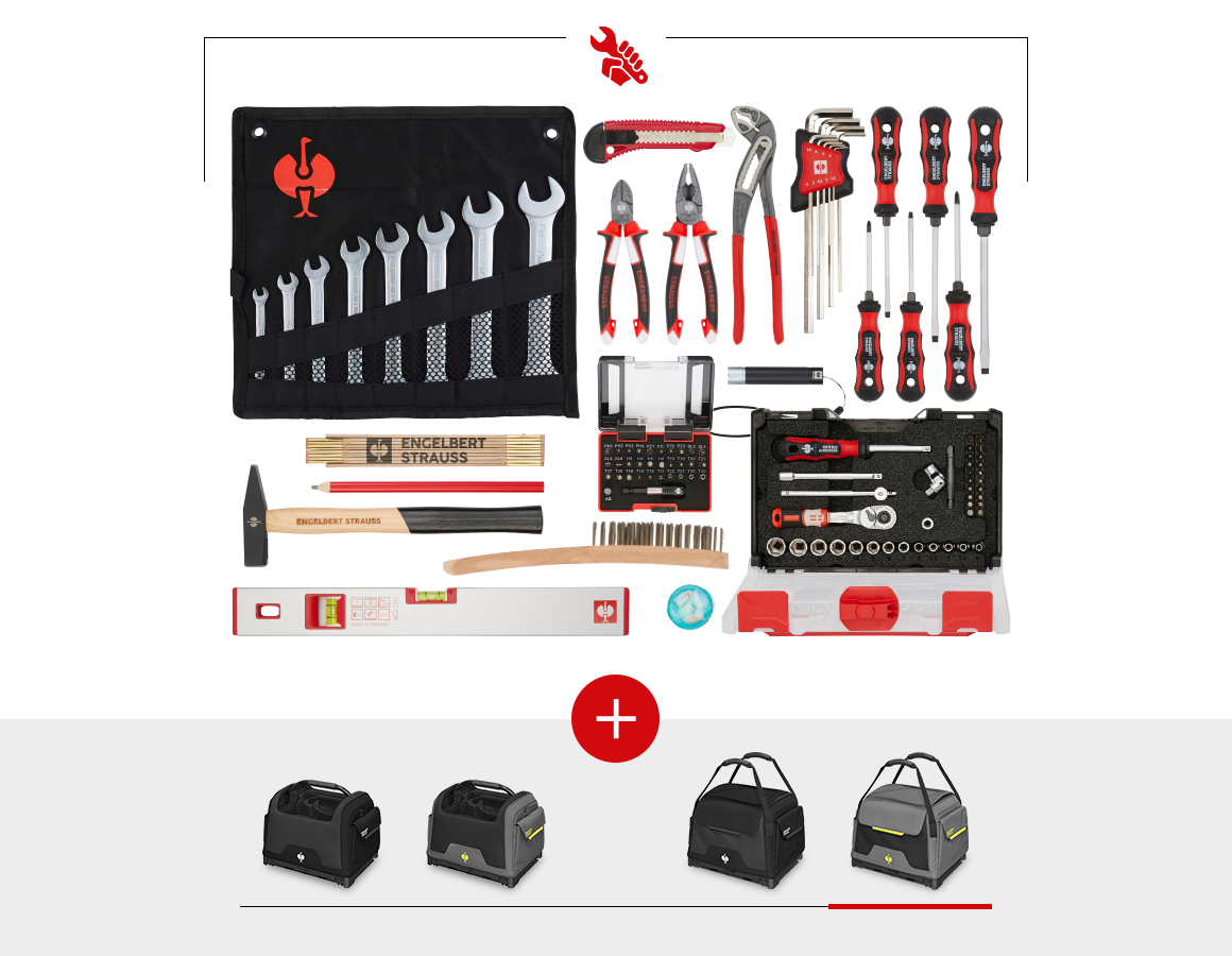 Système STRAUSSbox: Set d'outils Allround avec STRAUSSbox + gris basalte/jaune acide