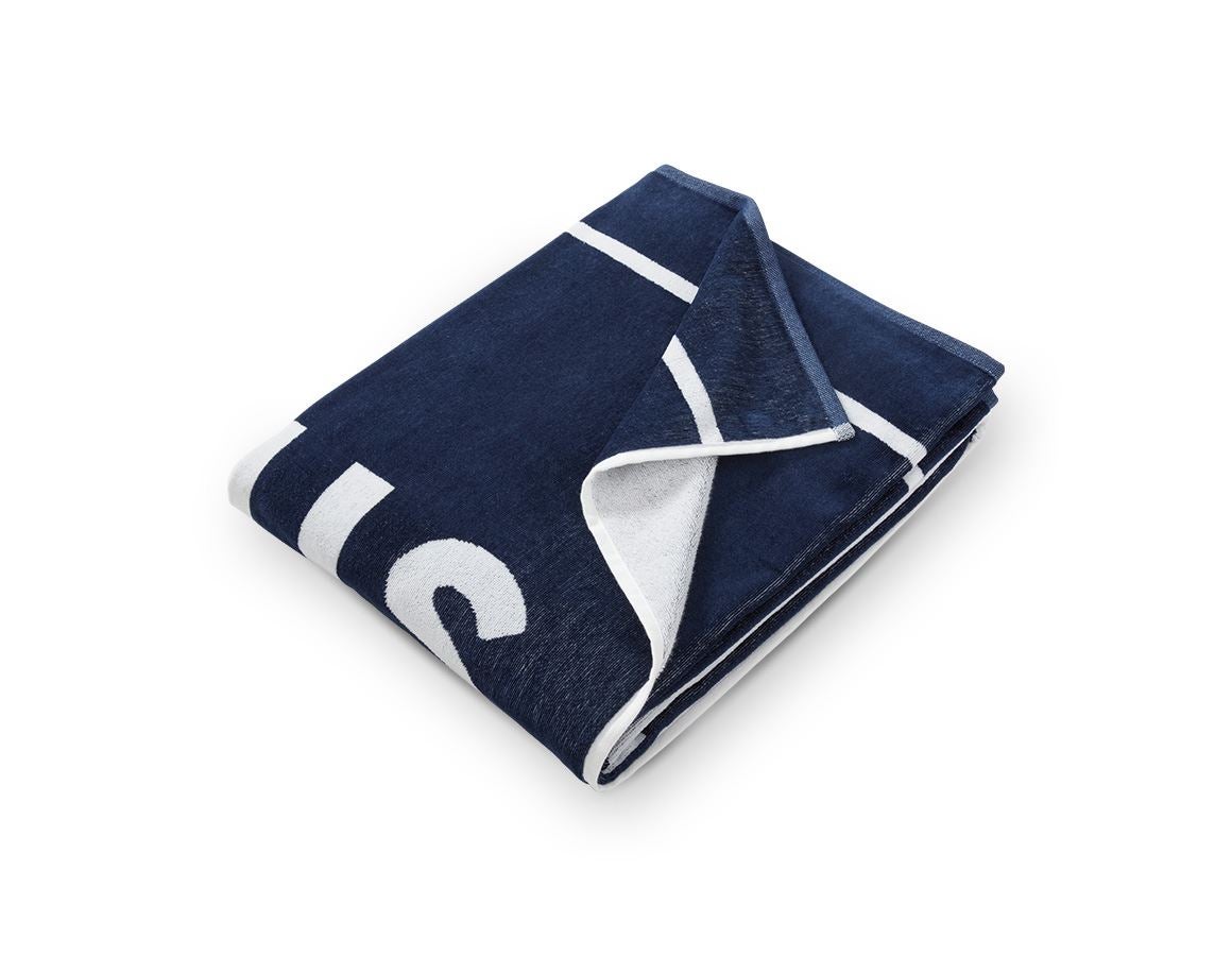 Accessoires: e.s. Serviette de sauna + bleu profond/blanc