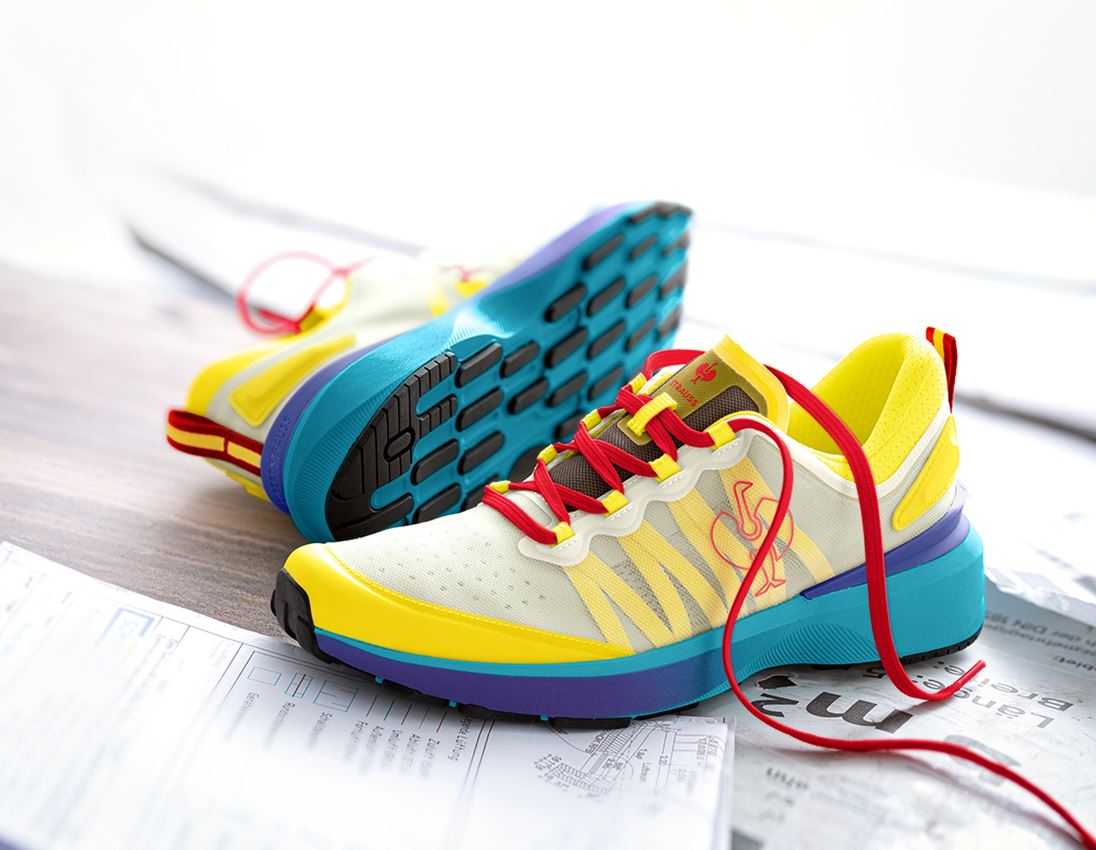 Schoenen: O1 Werkschoenen e.s. Gambela + geel/petrol