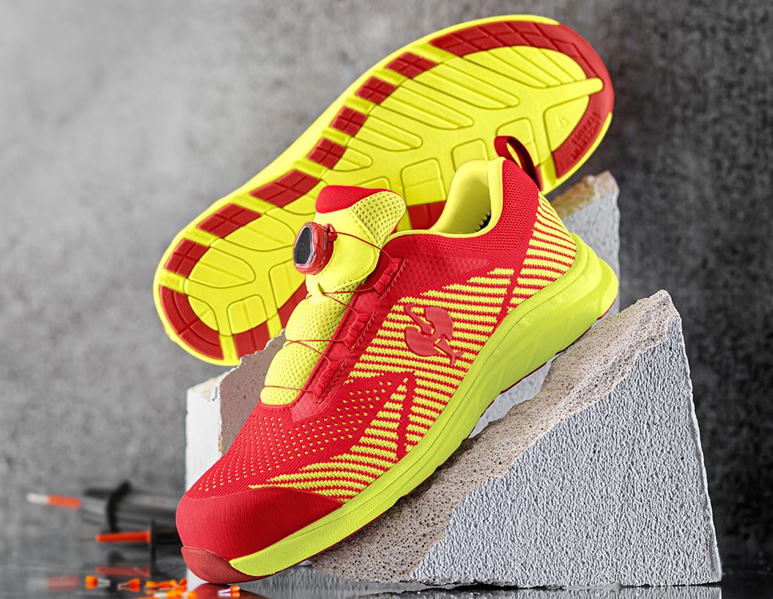 S1: S1 Sicherheitshalbschuhe e.s. Tegmen IV low + feuerrot/warngelb