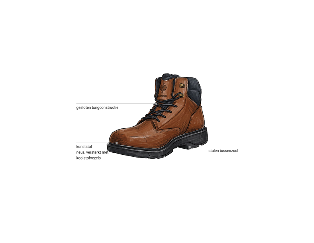 S3: S3 Veiligheidsschoenen Strauss.3002 mid + robijnhout 2