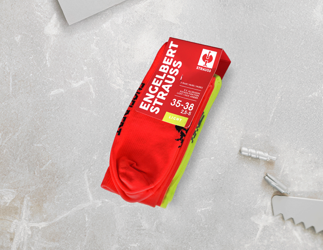 Accessoires: e.s. Allseason sokken Function light/high,kinderen + signaalrood+signaalgeel 2