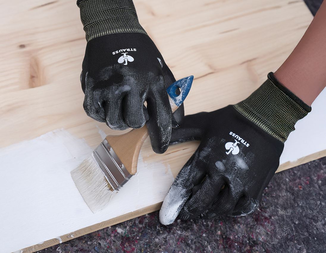 Gecoate: PU-microhandschoenen + zwart 1