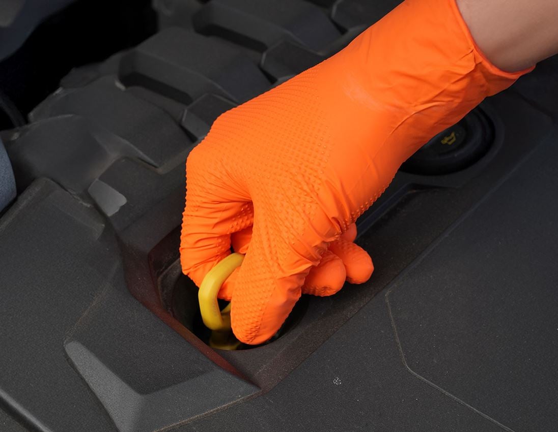 Sécurité au travail: Gants de nitrile usage unique Diamond, sans poudre + orange 2