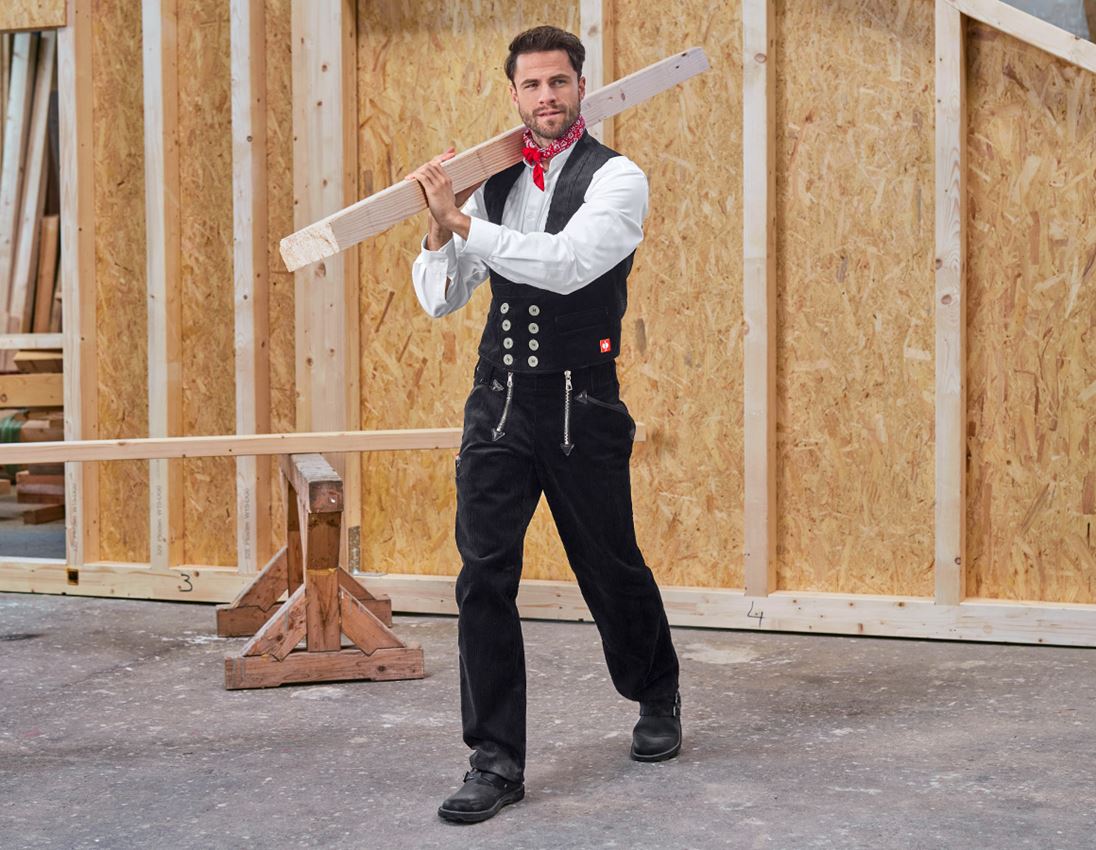 Werkbroeken: e.s. Trad. broek grove ribcord met smalle pijp + zwart 2