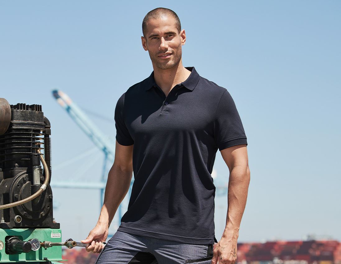 Onderwerpen: e.s. Polo-Shirt cotton Deluxe + donkerblauw