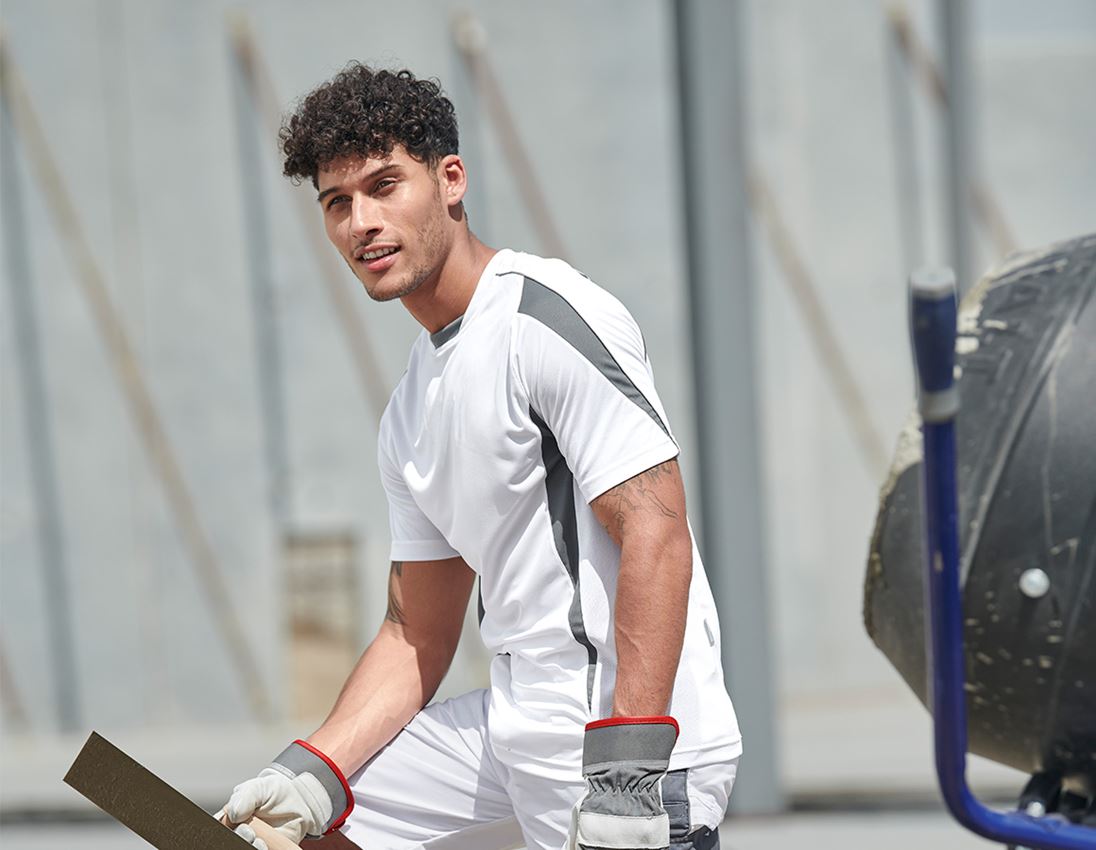 Hauts: e.s. T-shirt fonctionnel poly Silverfresh + blanc/ciment