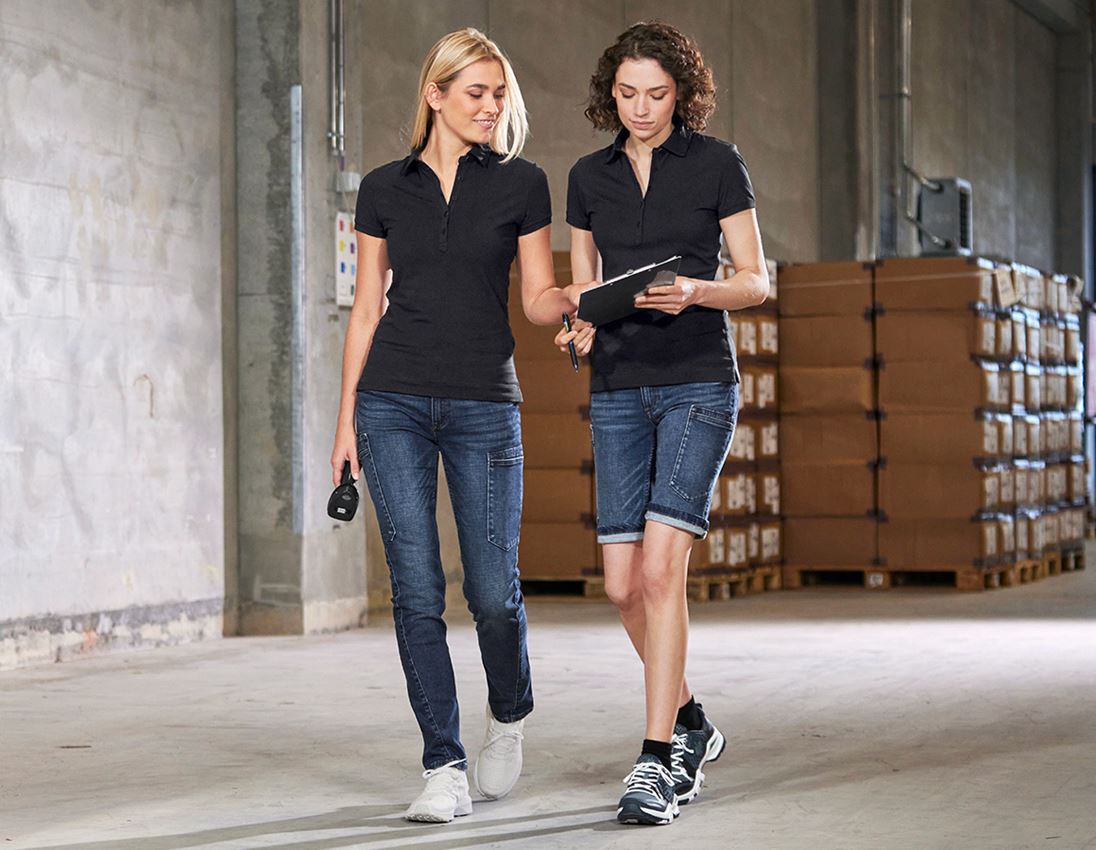 Shirts & Co.: e.s. Polo-Shirt cotton stretch, Damen + schwarz 2