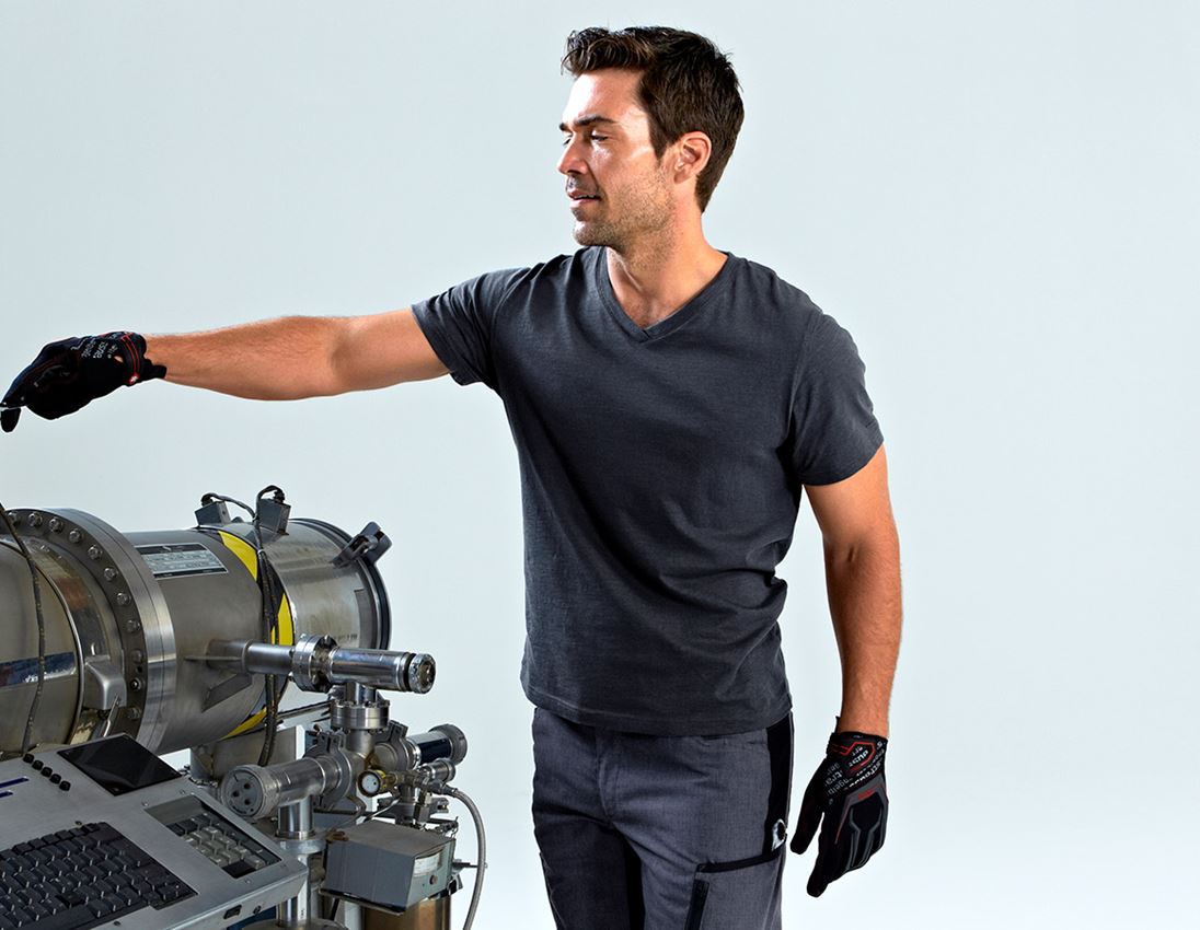 Bovenkleding: e.s. T-Shirt cotton slub V-Neck + saffier 2