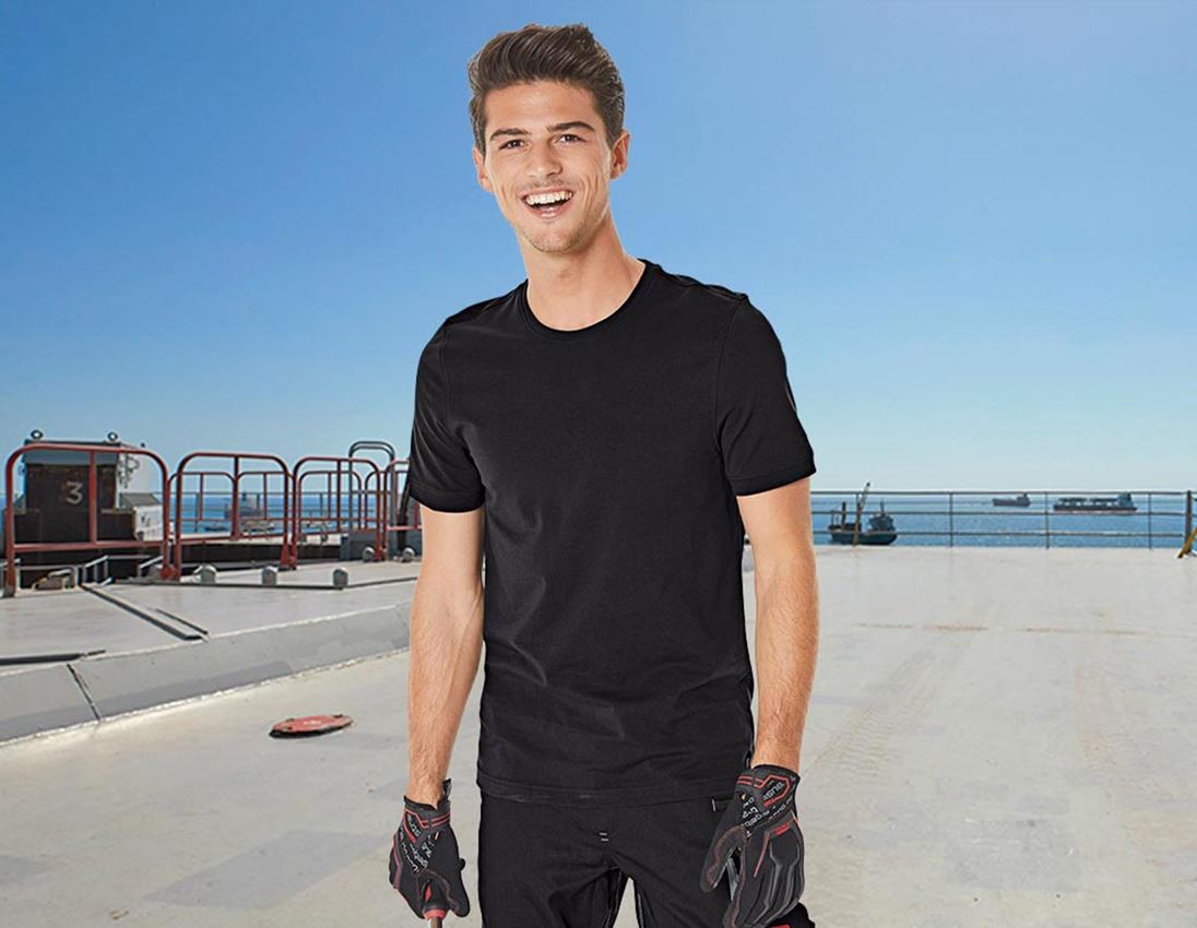 Bovenkleding: e.s. T-Shirt cotton stretch, slim fit + zwart