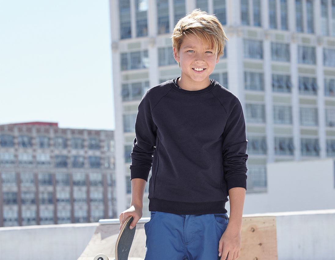 Hauts: e.s. Sweatshirt cotton stretch, enfants + bleu foncé 2