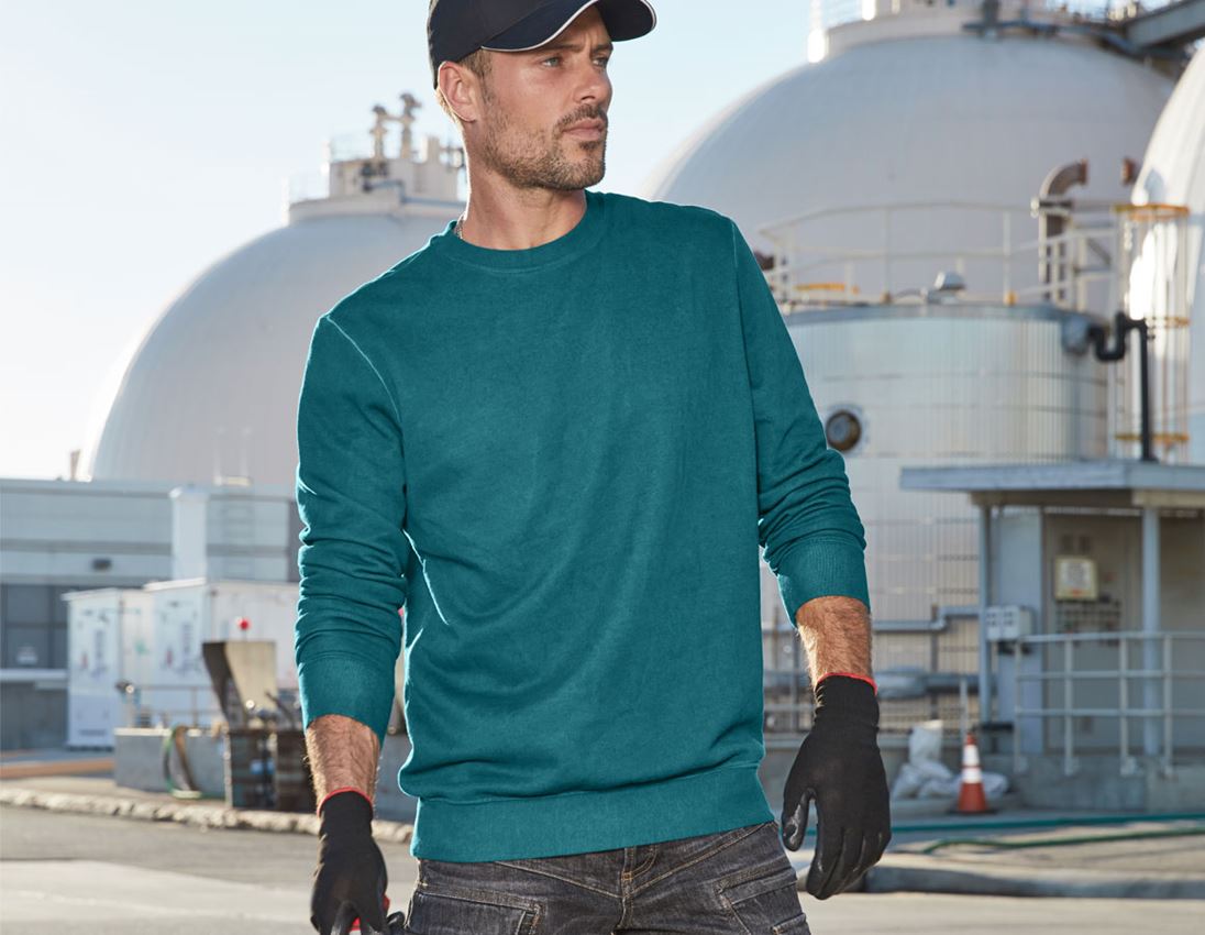 Hauts: e.s. Sweatshirt vintage poly cotton + cyan foncé vintage