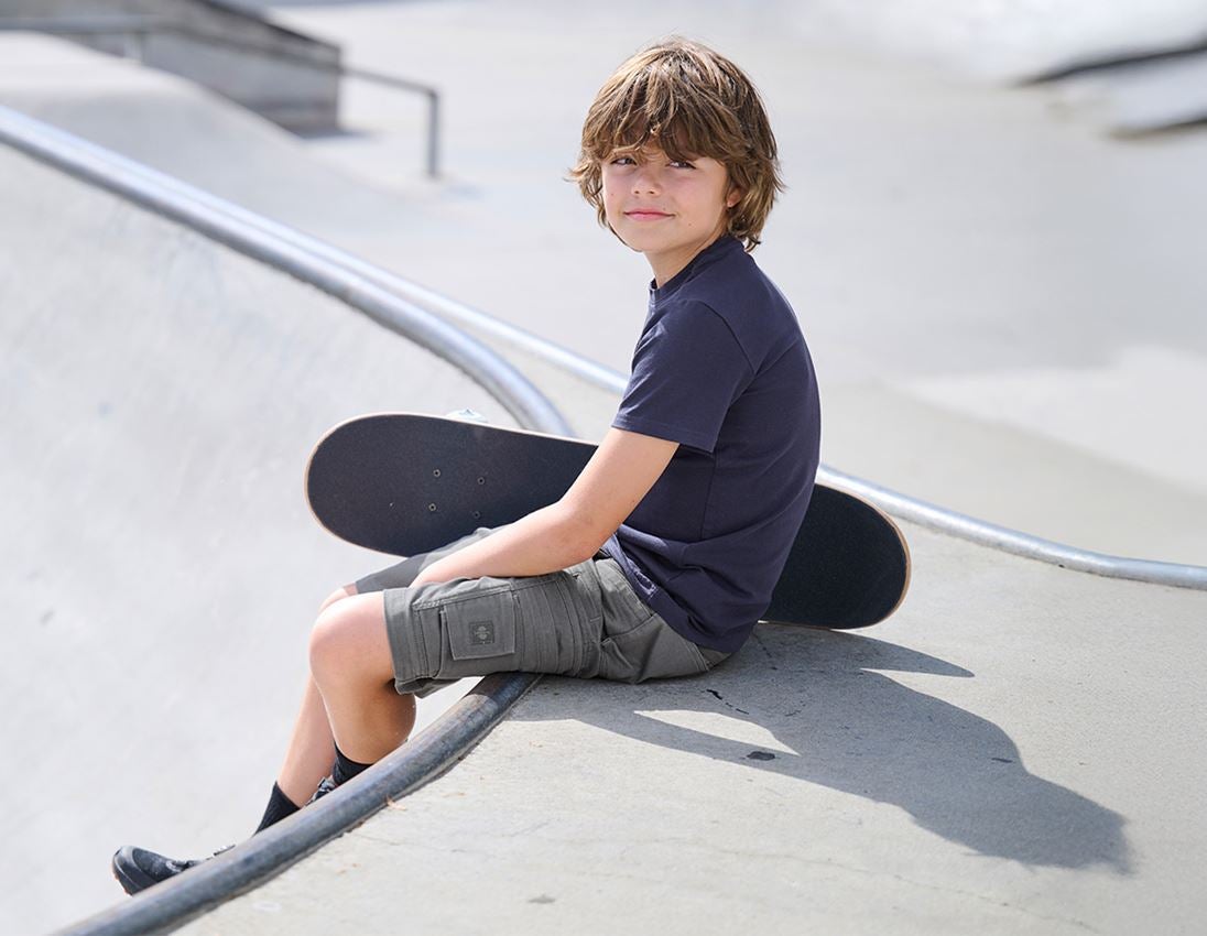 Hauts: e.s. T-shirt cotton stretch, enfants + bleu foncé 1