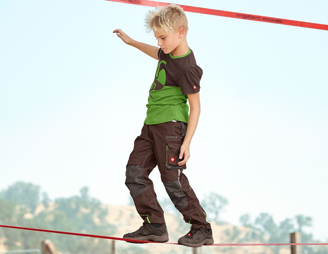 Bovenkleding: e.s. Pique-Shirt colourblock, kinderen + kastanje/zeegroen 1