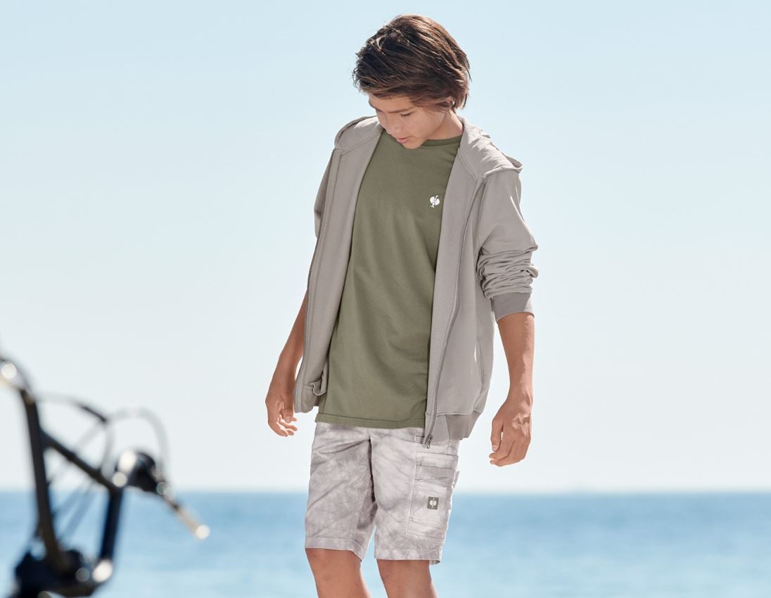 Shirts & Co.: Kapuzensweatjacke e.s.motion ten, Kinder + opalgrau vintage 1