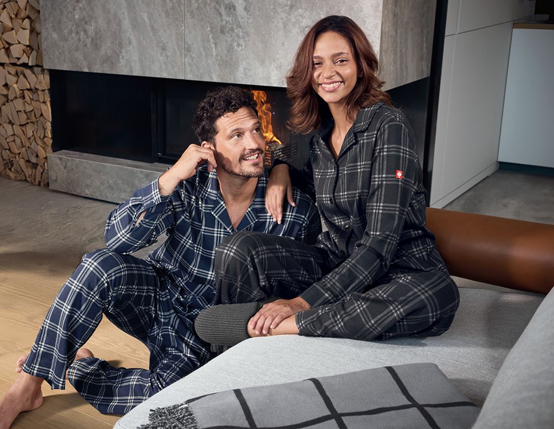 Bovenkleding: e.s. Geruite pyjamashirt, dames + zwart/bazaltgrijs 1