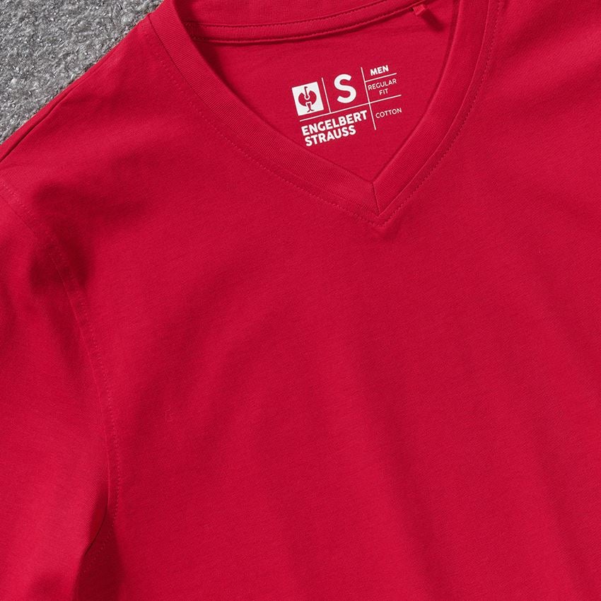 Shirts & Co.: e.s. T-Shirt cotton V-Neck + feuerrot 2