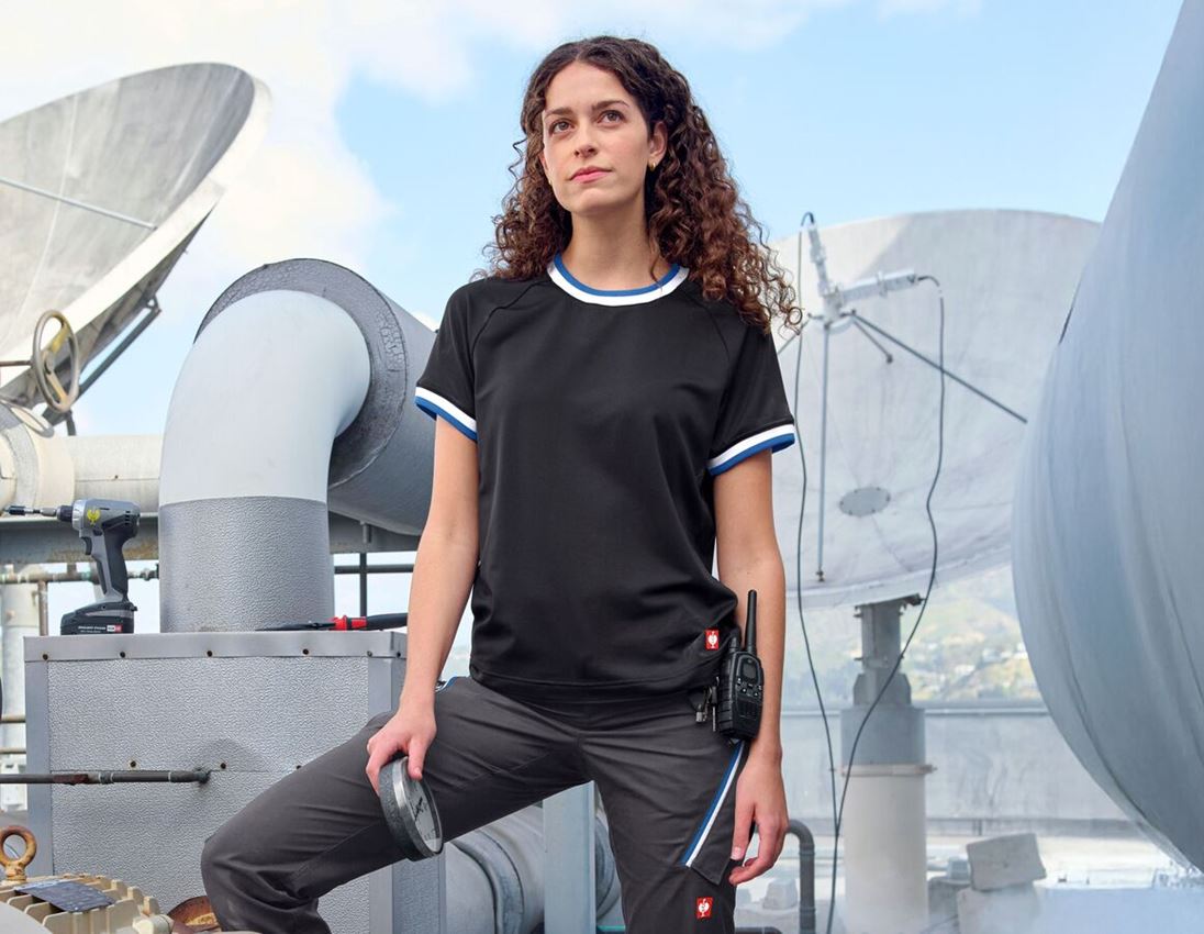 Shirts & Co.: Funktions T-Shirt e.s.ambition, Damen + graphit/enzianblau