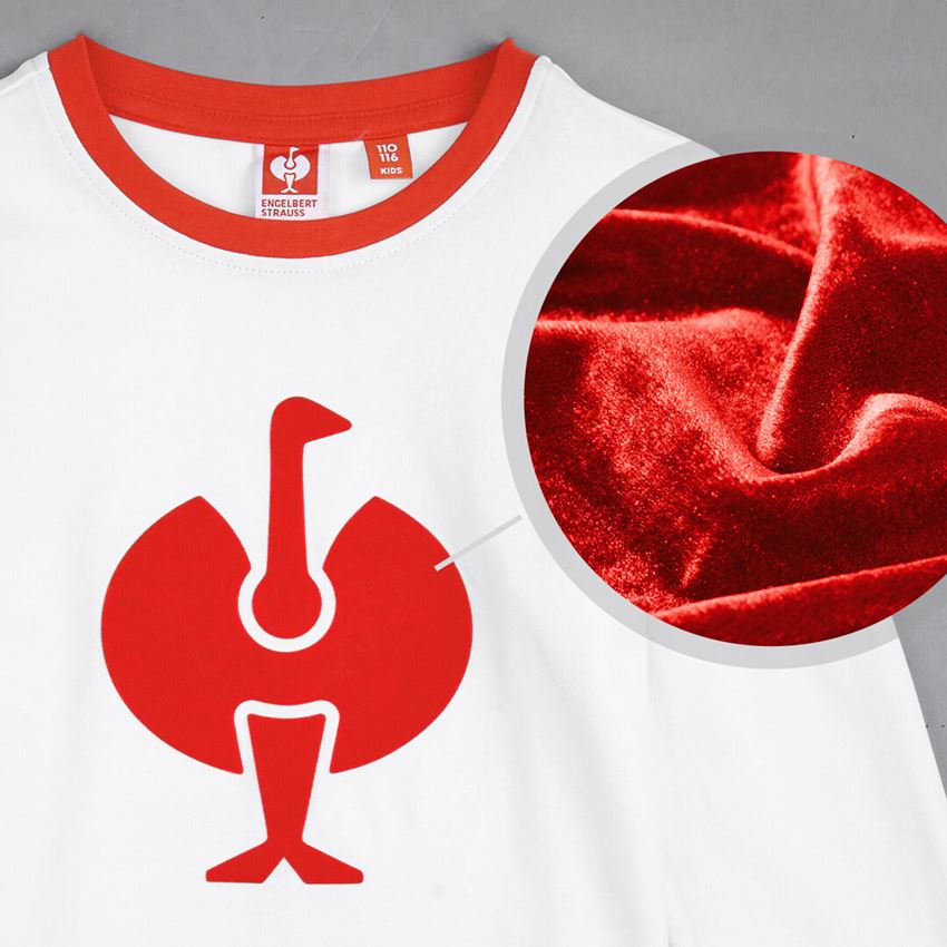 Vêtements: e.s. Longsleeve de pyjama cotton stretch, enfants + blanc/strauss rouge 2