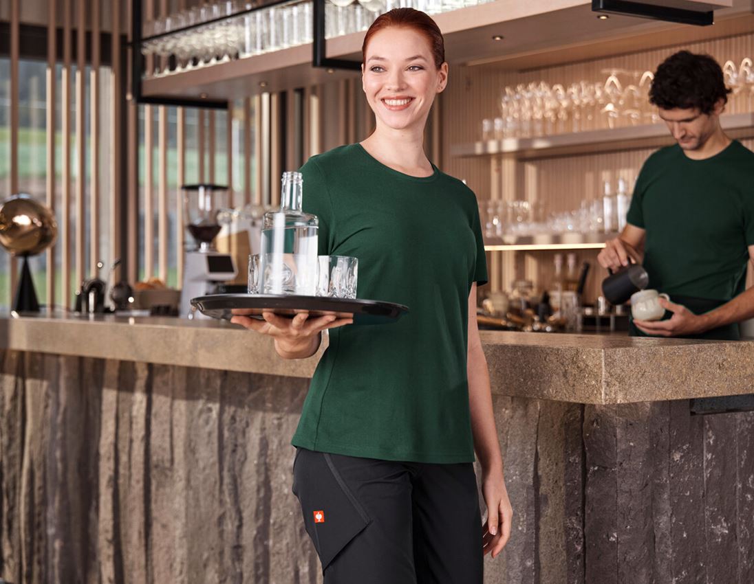 Hauts: e.s. Piqué-T-Shirt cotton light, femmes + vert 1