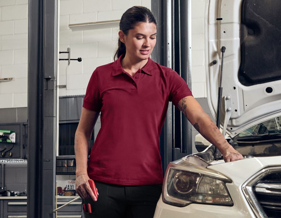 Bekleidung: Pique-Polo e.s.industry, Damen + bordeaux