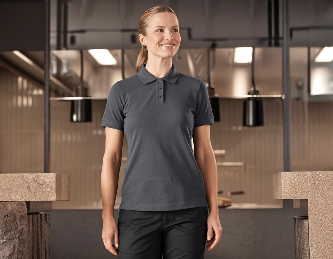 Bovenkleding: Pique-Polo e.s.industry, dames + antraciet