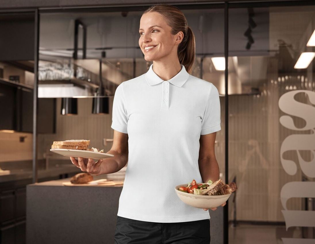 Hauts: Pique-Polo e.s.industry, femmes + blanc