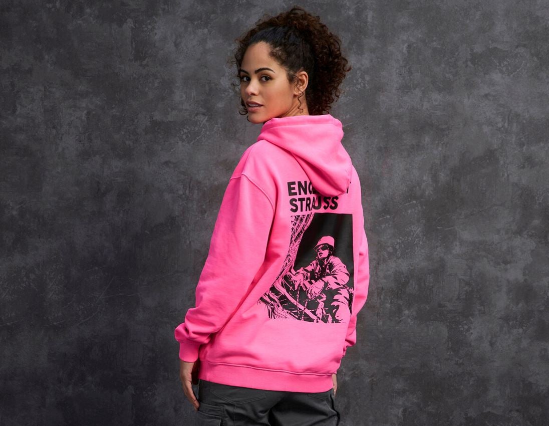 neon: e.s. Hoody-Sweatshirt neon, dames + neonpink vintage 1