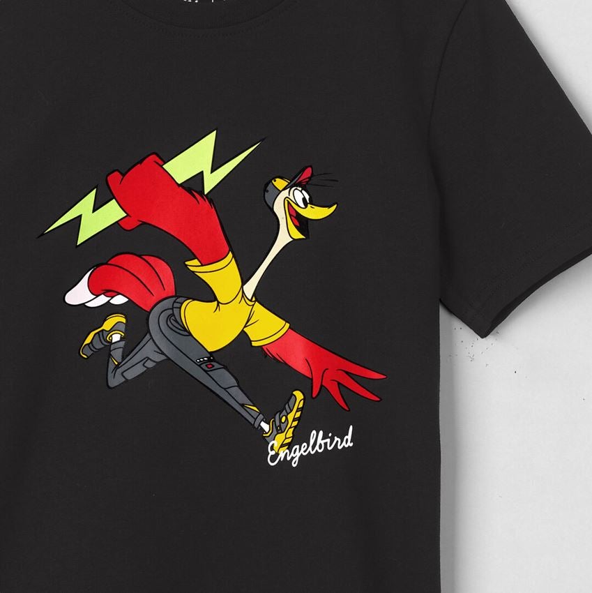 Bovenkleding: e.s. T-shirt cotton stretch engelbird, kinderen + engelbird6/zwart 2
