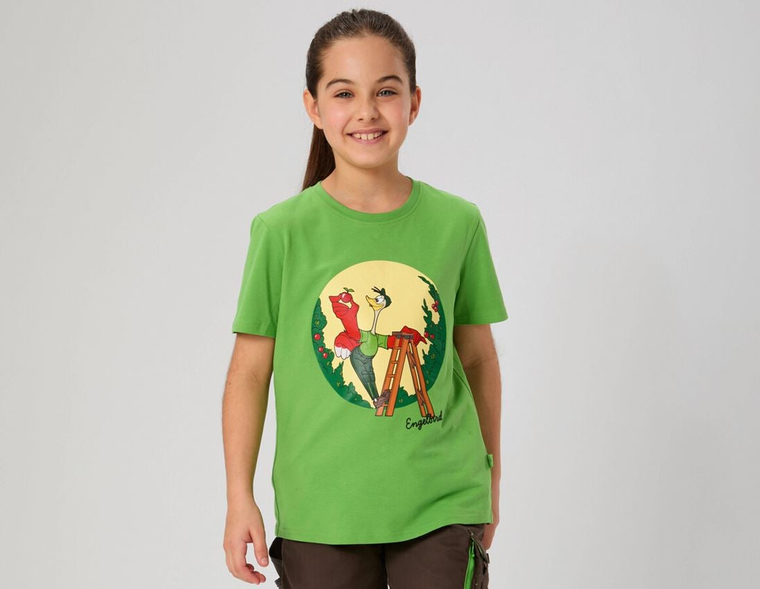 Bovenkleding: e.s. T-shirt cotton stretch engelbird, kinderen + engelbird10/zeegroen