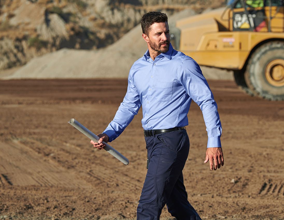 Shirts & Co.: Business Hemd e.s.comfort, langarm + hellblau melange 1