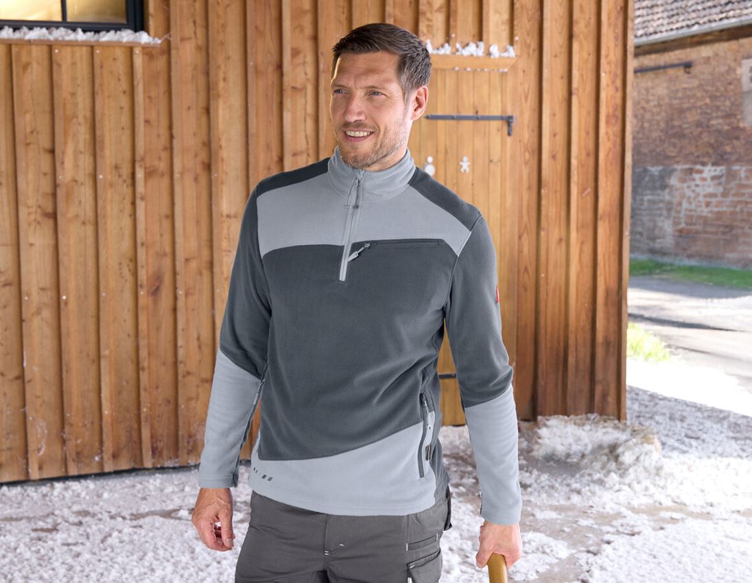 Shirts & Co.: Fleece Troyer e.s.motion 2020 + anthrazit/platin
