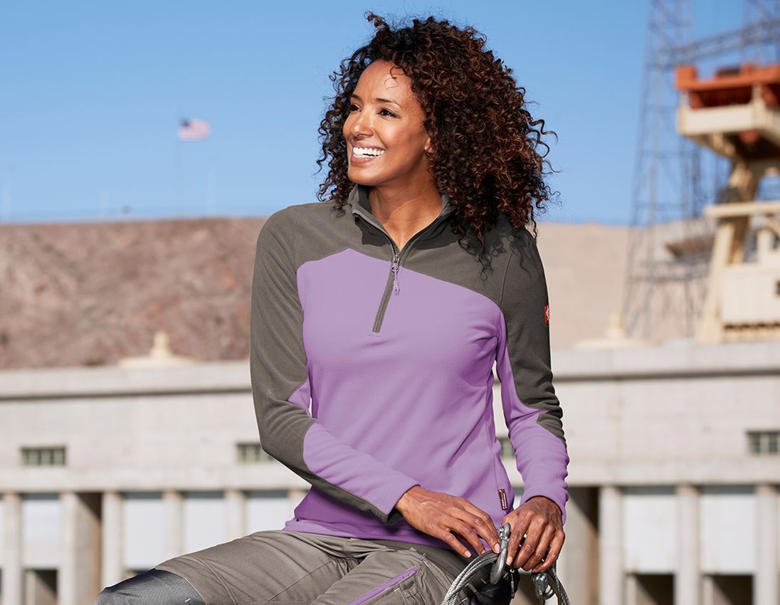 Hauts: Pull camionneur polaire e.s.motion 2020, femmes + lavande/pierre