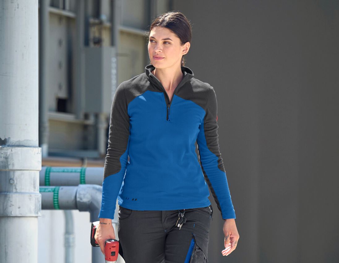 Bovenkleding: Fleece schipperstrui e.s.motion 2020, dames + gentiaanblauw/grafiet