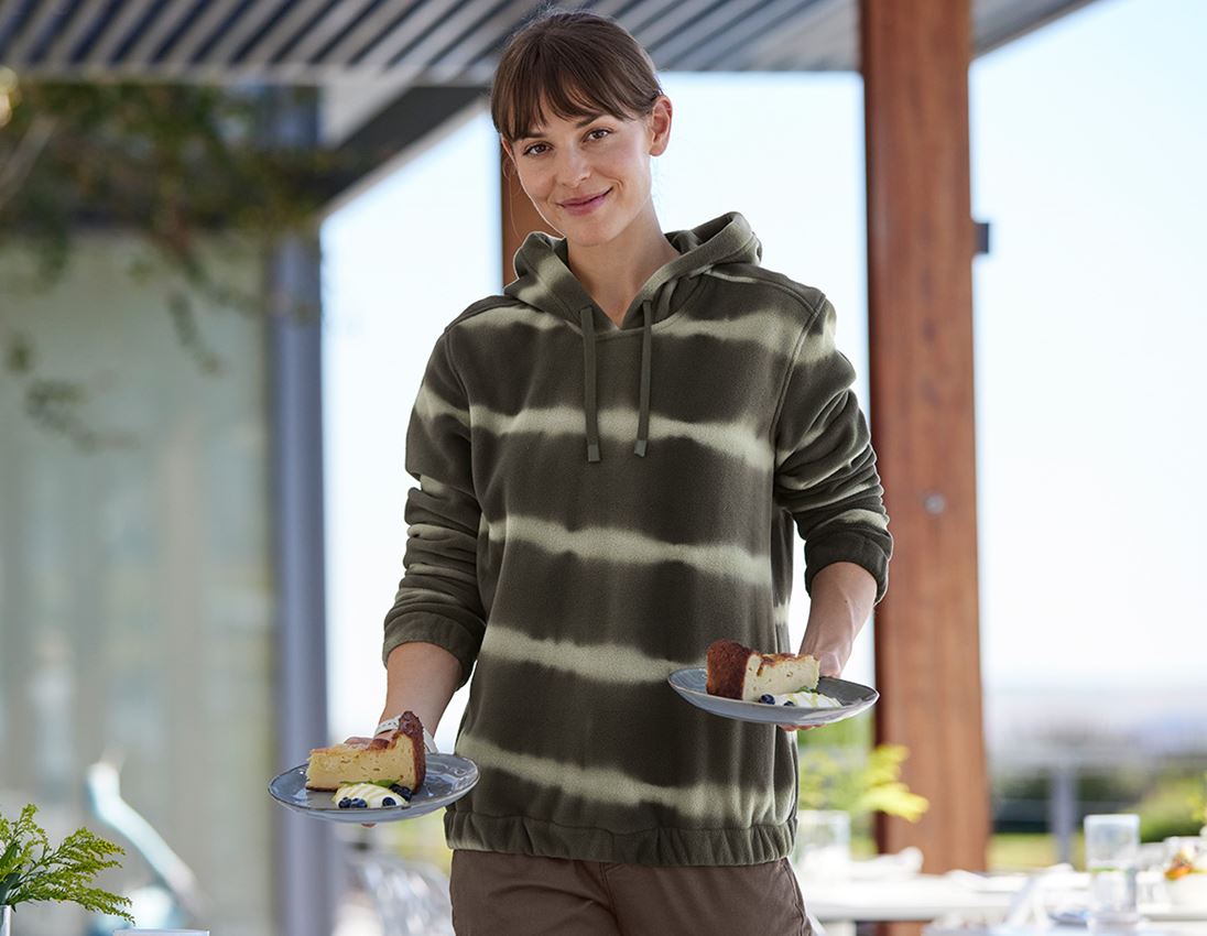 Hauts: Laine polaire Hoody tie-dye e.s.motion ten, femmes + vert camouflage/vert marais 2