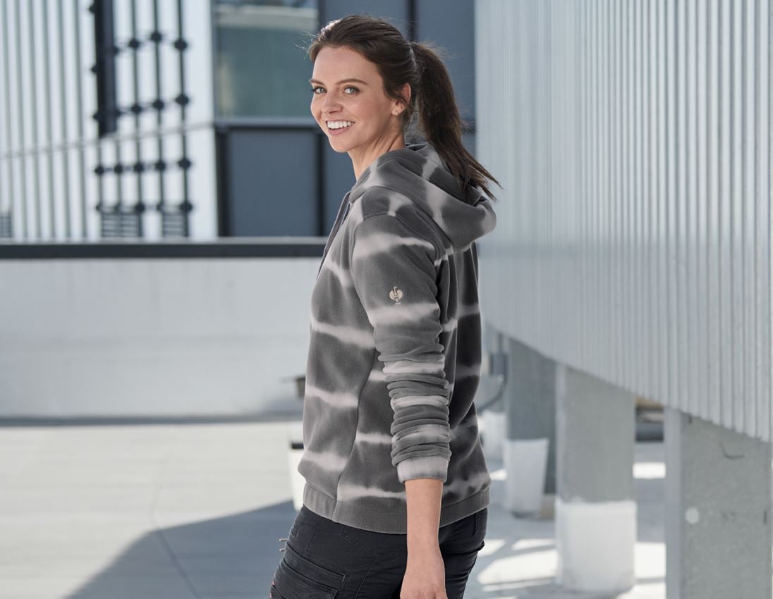 Bovenkleding: Fleece hoody tie-dye e.s.motion ten, dames + graniet/opaalgrijs 1