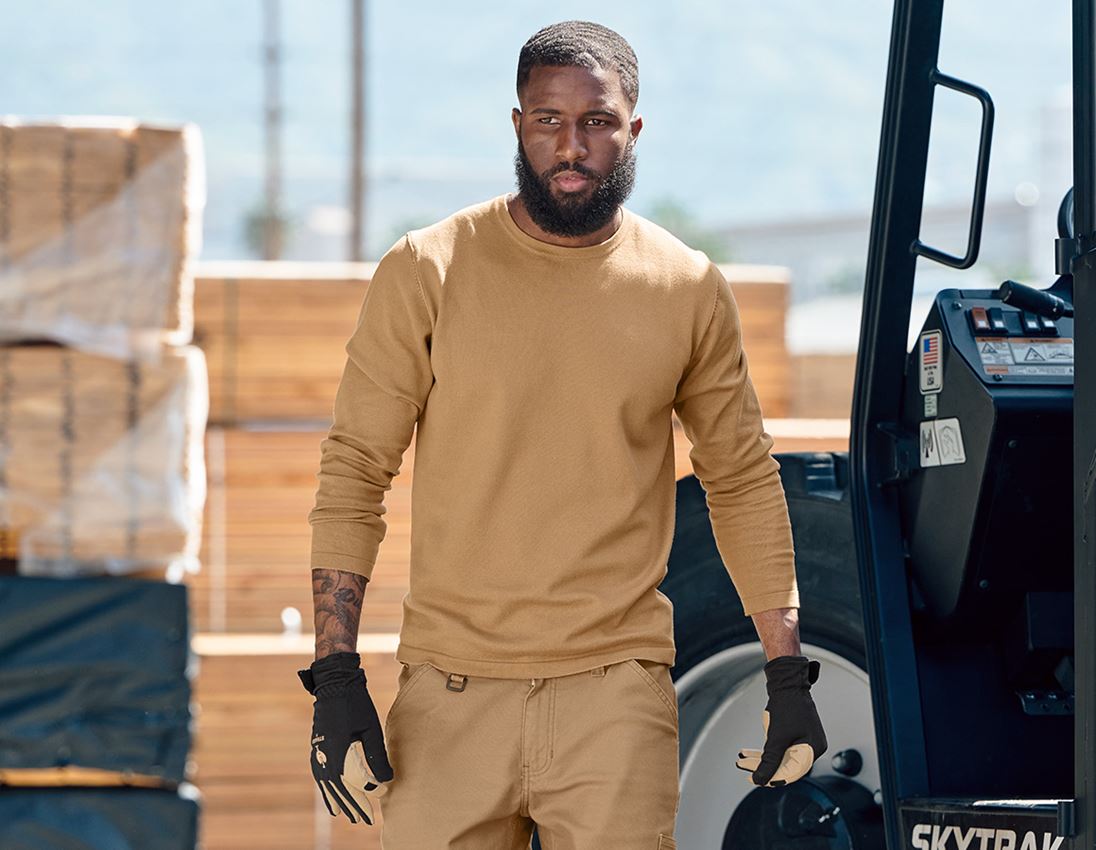 Hauts: Pullover à col rond e.s.iconic + brun amande