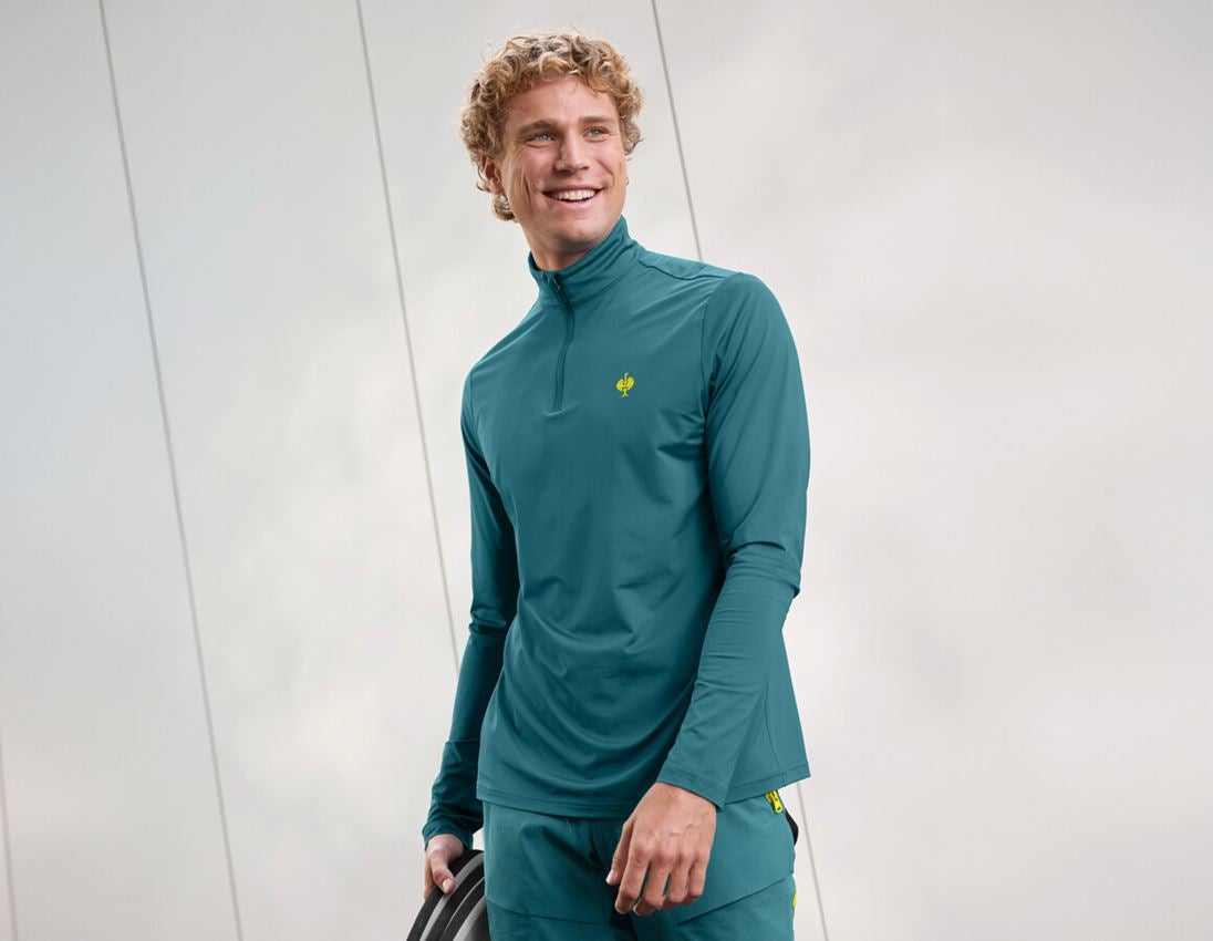 Shirts & Co.: Funktions Troyer-Longsleeve UV e.s.trail + smaragdgrün/chromgelb 2