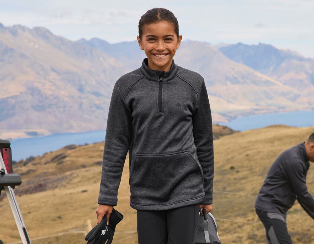 Bovenkleding: Schipperstrui thermo stretch e.s.trail, kinderen + zwart melange