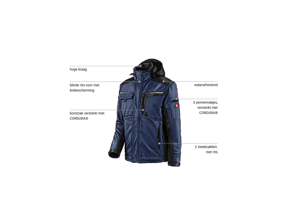 Werkjassen: Softshelljack e.s.motion + donkerblauw/zwart 1