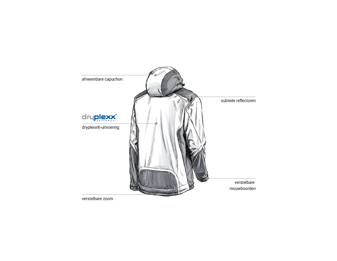Werkjassen: Softshelljack e.s.motion + wit/grijs 2