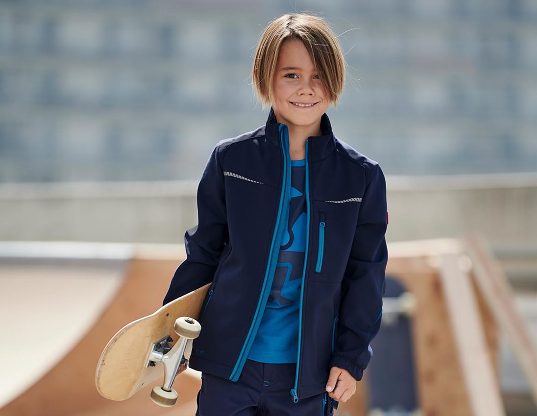 Jassen: Softshelljack e.s.motion 2020, kinderen + donkerblauw/atol