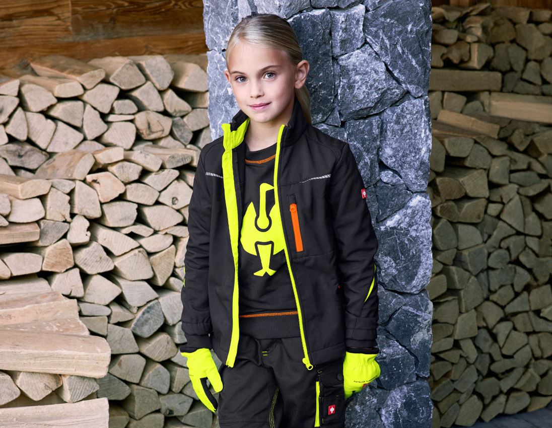 Jacken: Softshelljacke e.s.motion 2020, Kinder + schwarz/warngelb/warnorange 1