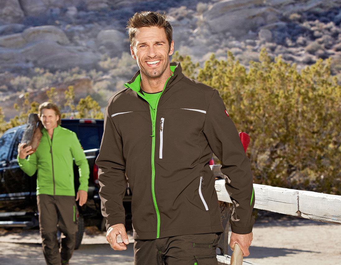 Vestes de travail: Veste Softshell e.s.motion 2020 + marron/vert d'eau