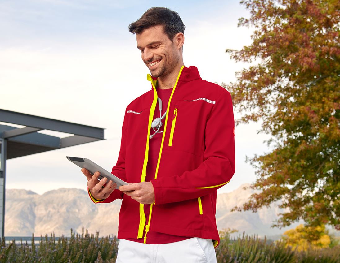 Vestes de travail: Veste Softshell e.s.motion 2020 + rouge vif/jaune fluo 2
