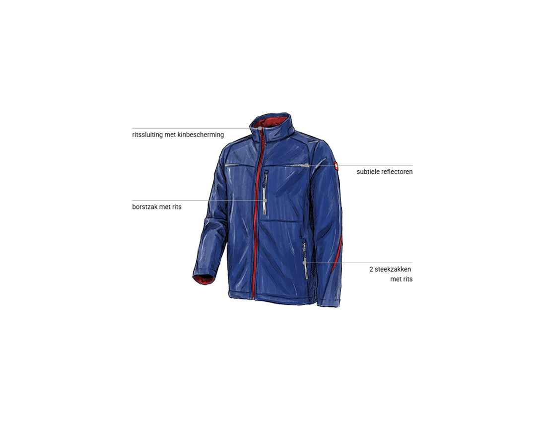 Automonteur: Softshelljack e.s.motion 2020 + korenblauw/vuurrood 1