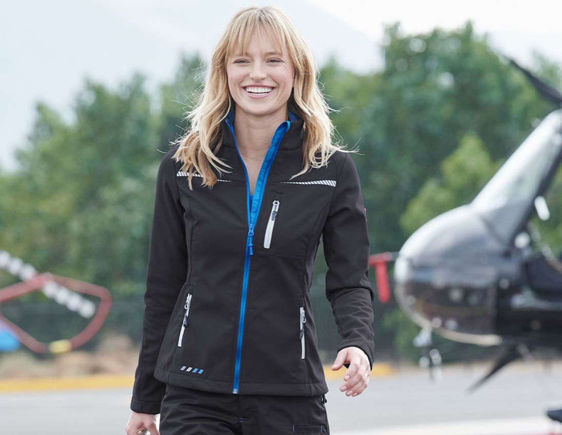 Thèmes: Veste Softshell e.s.motion 2020, femmes + graphite/bleu gentiane