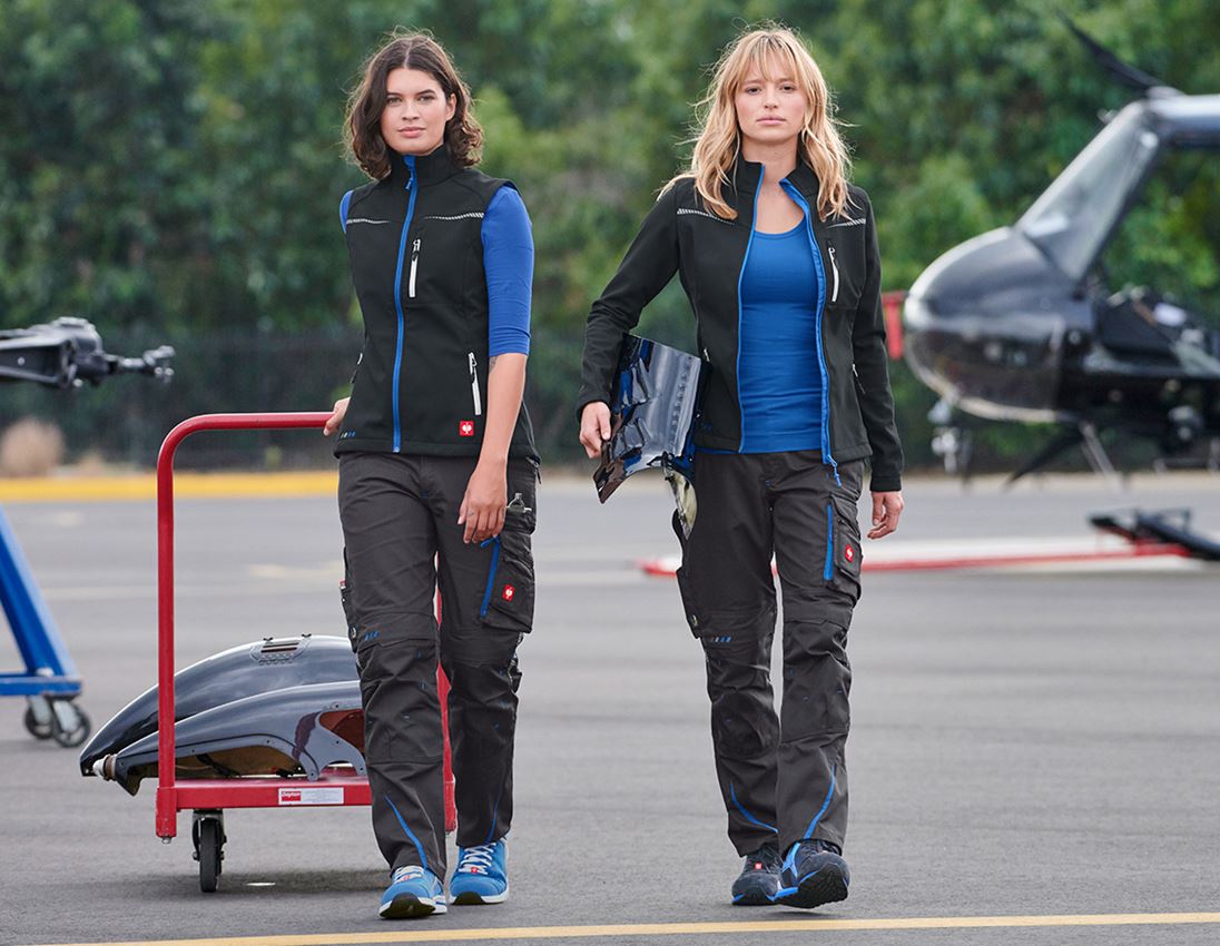 Thèmes: Veste Softshell e.s.motion 2020, femmes + graphite/bleu gentiane 2
